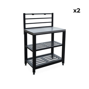 Mobili per cucina da esterno, in acciaio inox, 6 moduli, nero