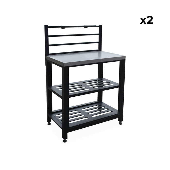 Mobili per cucina da esterno, in acciaio inox, 6 moduli, nero