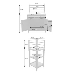 Mobili per cucina da esterno, in acciaio inox, 6 moduli, nero