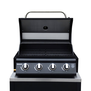 Cucina da esterno, 6 moduli + barbecue a gas, 4 bruciatori, nero