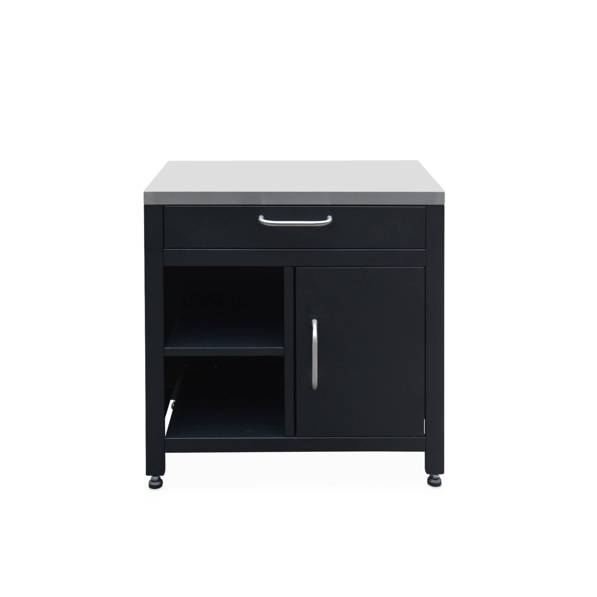 Cucina da esterno, 6 moduli e barbecue a gas, 4 bruciatori, argenté