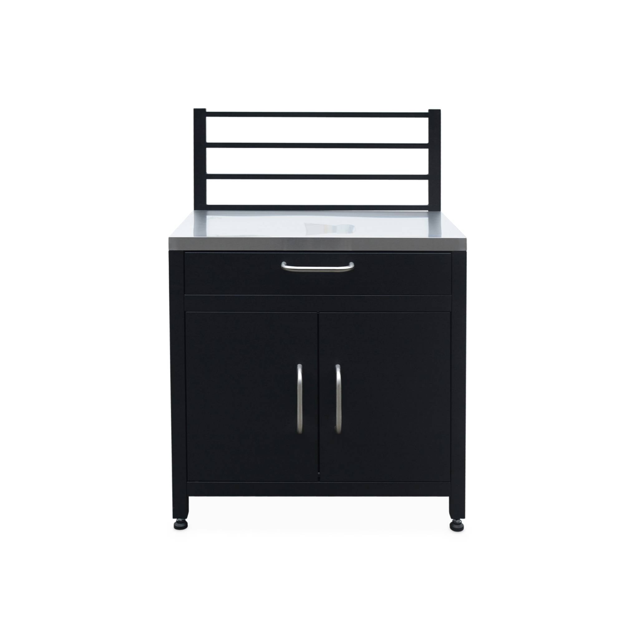 Cucina da esterno, 6 moduli e barbecue a gas, 4 bruciatori, argenté