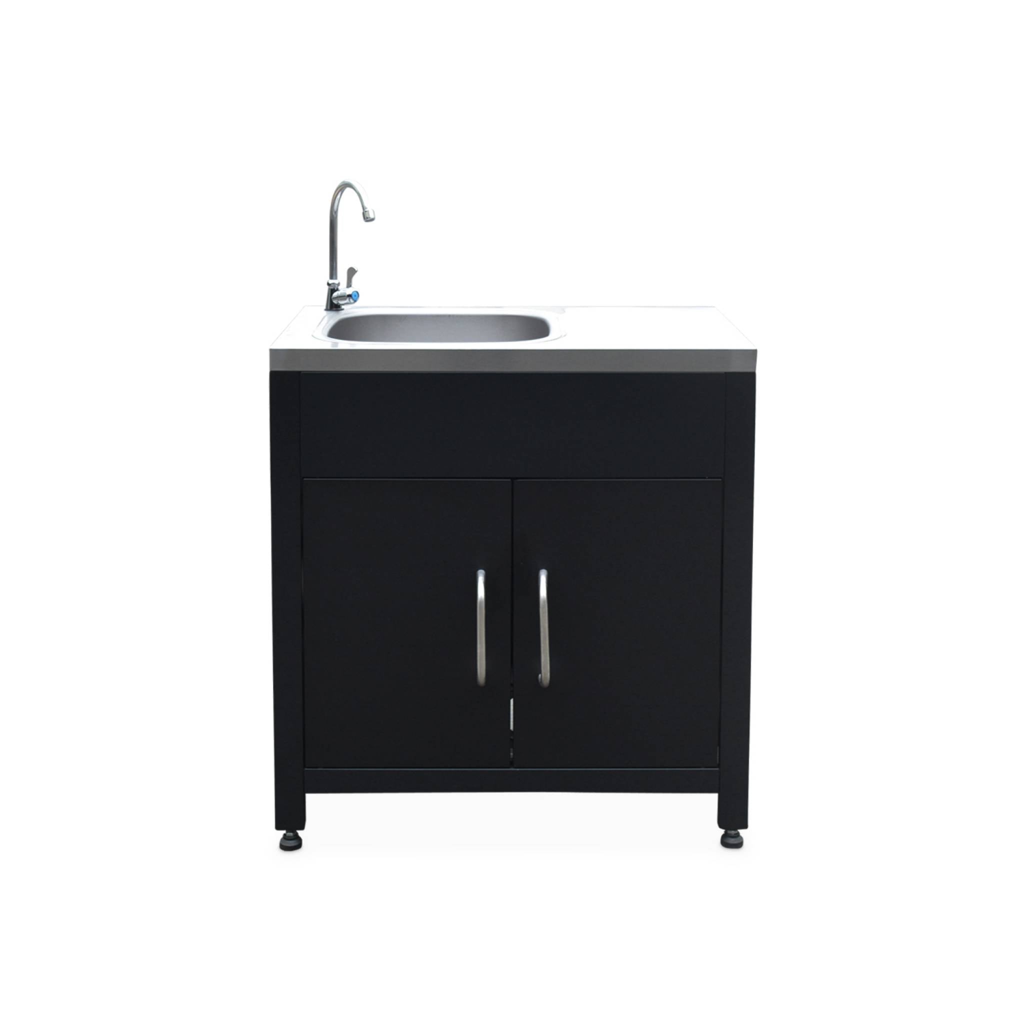 Mobile da esterno in acciaio con lavello, 80cm, nero