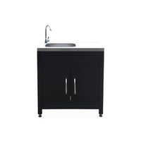 Mobile da esterno in acciaio con lavello, 80cm, nero