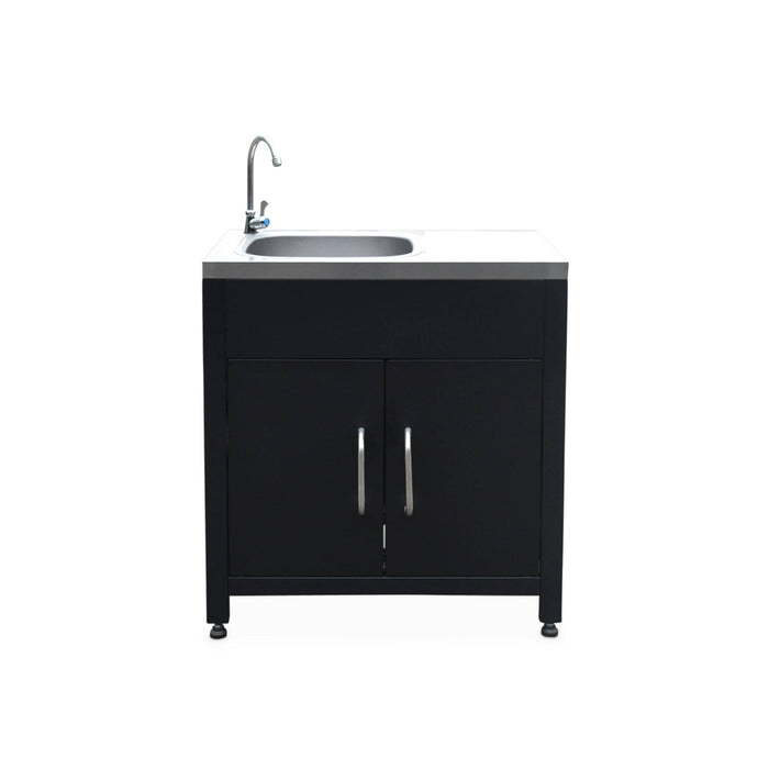 Mobile da esterno in acciaio con lavello, 80cm, nero