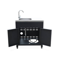 Mobile da esterno in acciaio con lavello, 80cm, nero