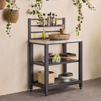 Mobile da esterno in acciaio 2 ripiani, 80cm, nero