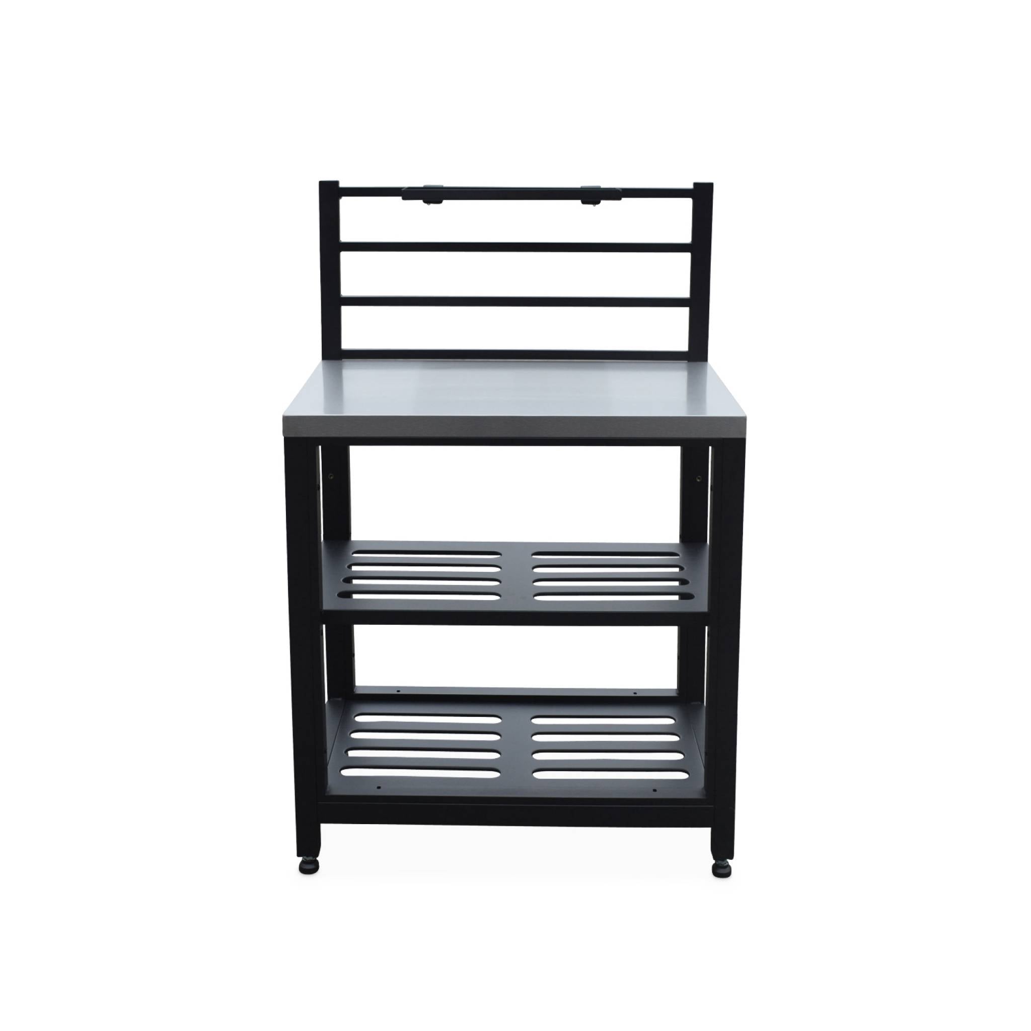 Mobile da esterno in acciaio 2 ripiani, 80cm, nero