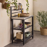 Mobile da esterno in acciaio 2 ripiani, 80cm, nero