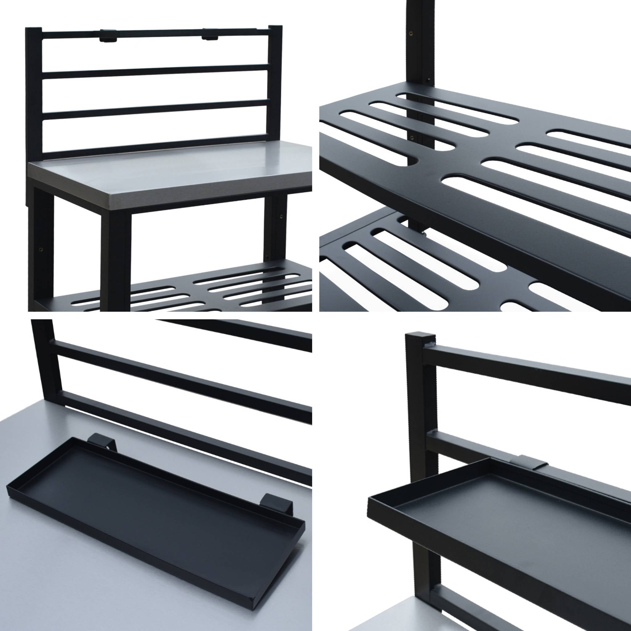 Mobile da esterno in acciaio 2 ripiani, 80cm, nero