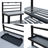 Mobile da esterno in acciaio 2 ripiani, 80cm, nero