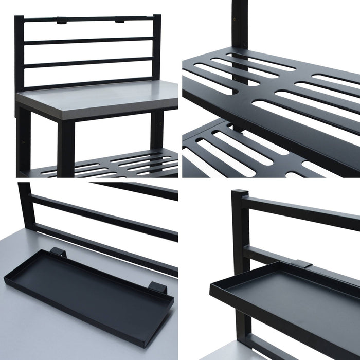 Mobile da esterno in acciaio 2 ripiani, 80cm, nero