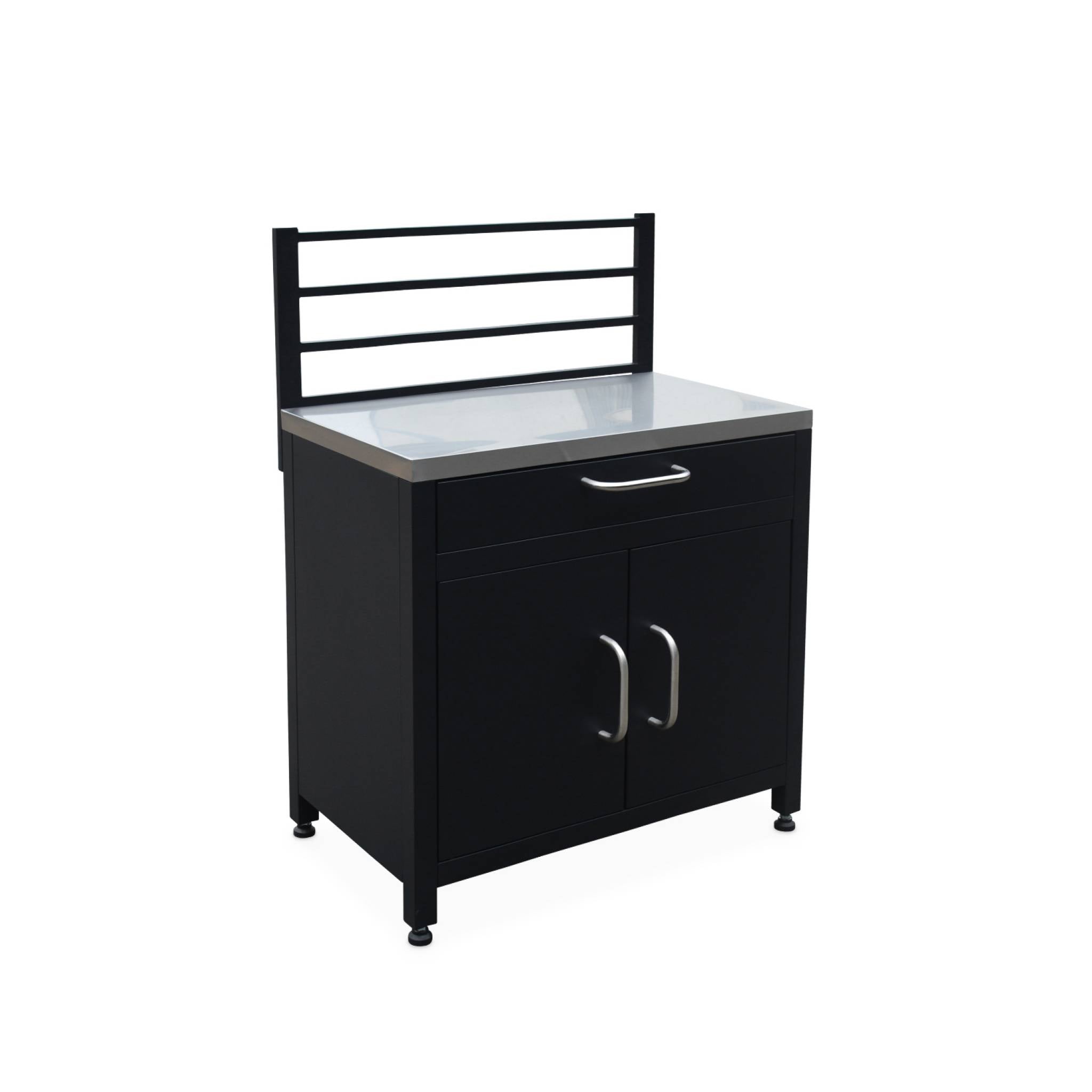 Mobile da esterno in acciaio 1 cassetto e 1 anta, 80cm, nero