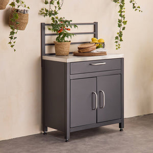 Mobile da esterno in acciaio 1 cassetto e 1 anta, 80cm, nero