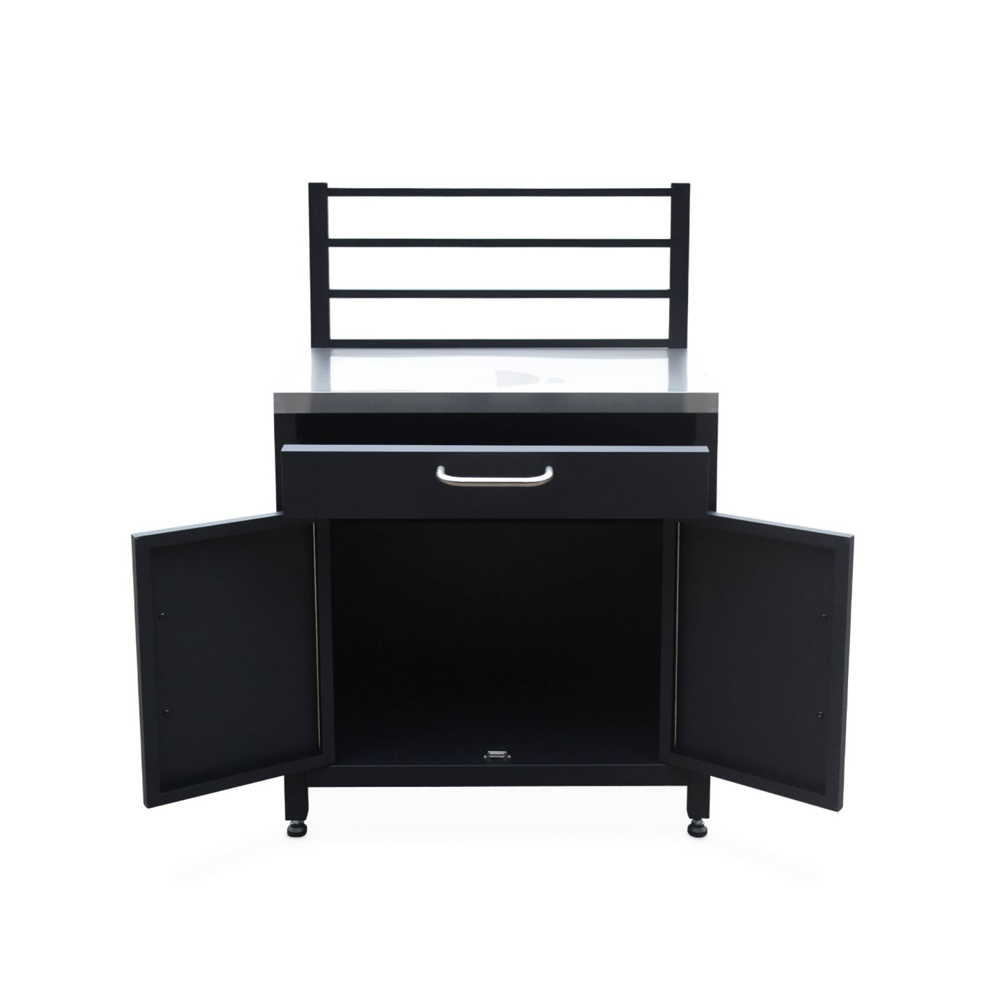 Mobile da esterno in acciaio 1 cassetto e 1 anta, 80cm, nero