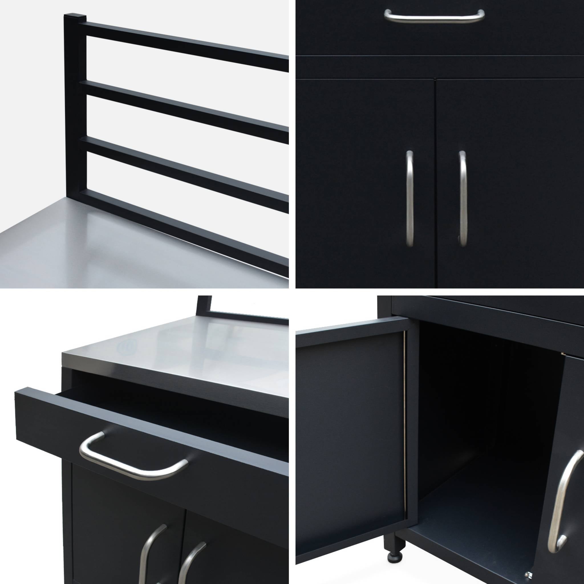 Mobile da esterno in acciaio 1 cassetto e 1 anta, 80cm, nero