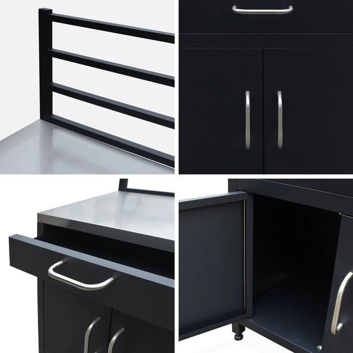 Mobile da esterno in acciaio 1 cassetto e 1 anta, 80cm, nero