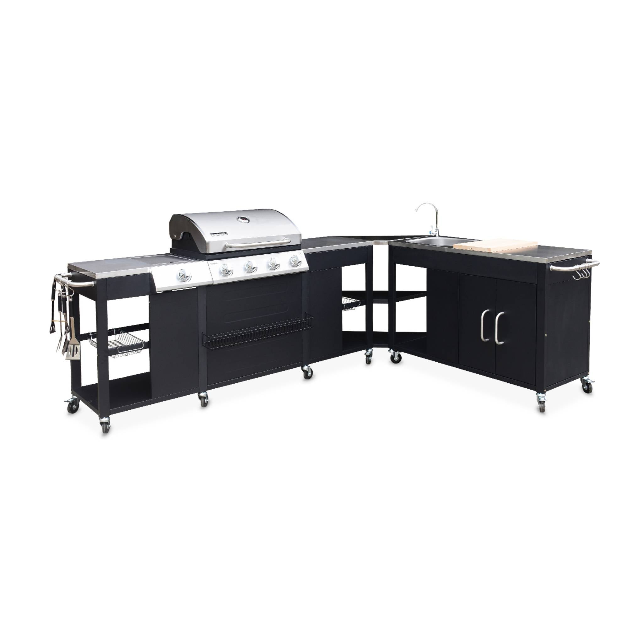 Barbecue a gas stile americano, nero