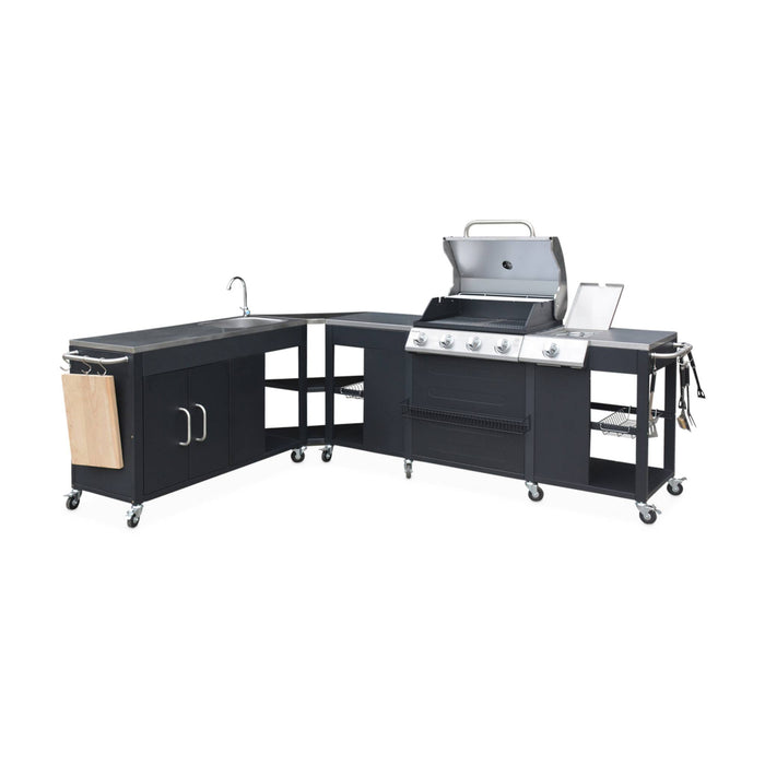 Barbecue a gas stile americano, nero