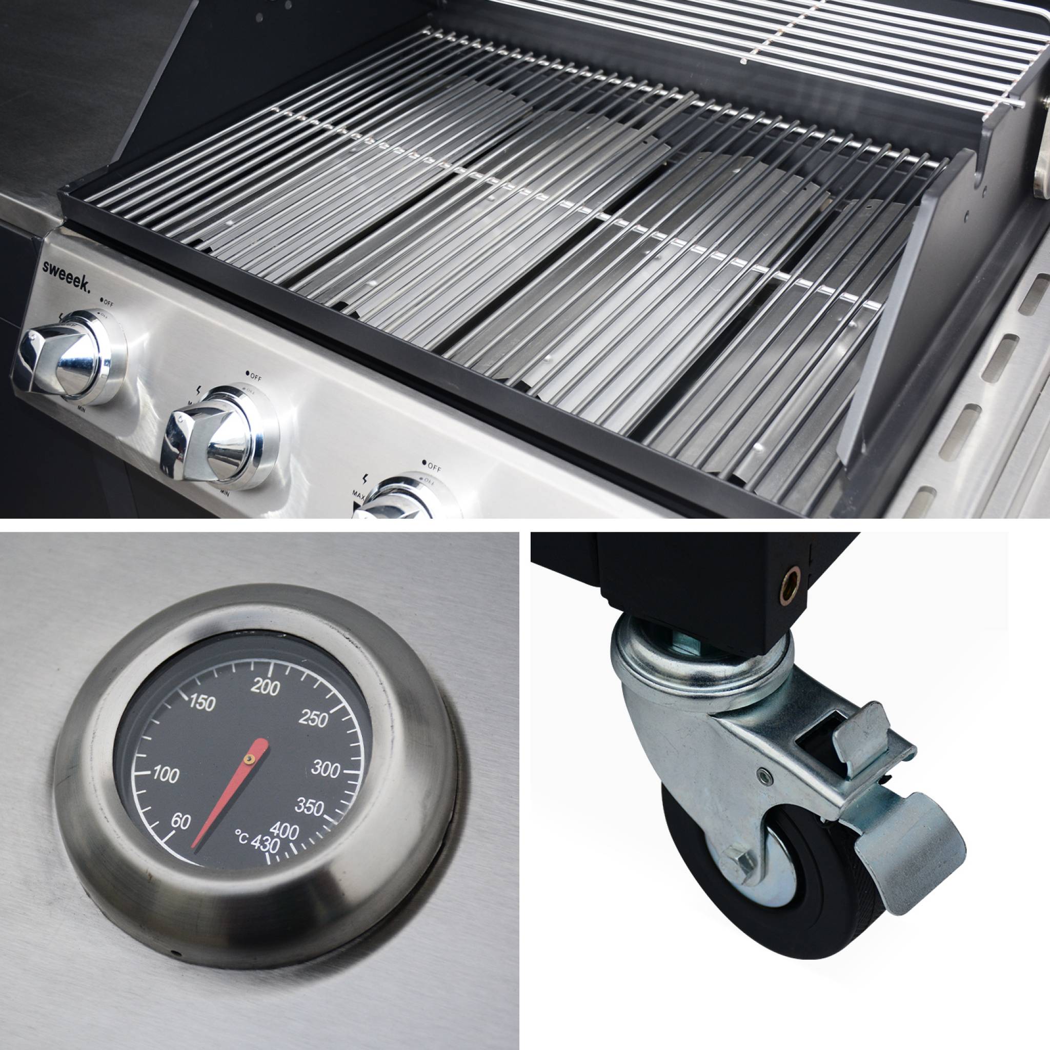 Barbecue a gas stile americano, nero