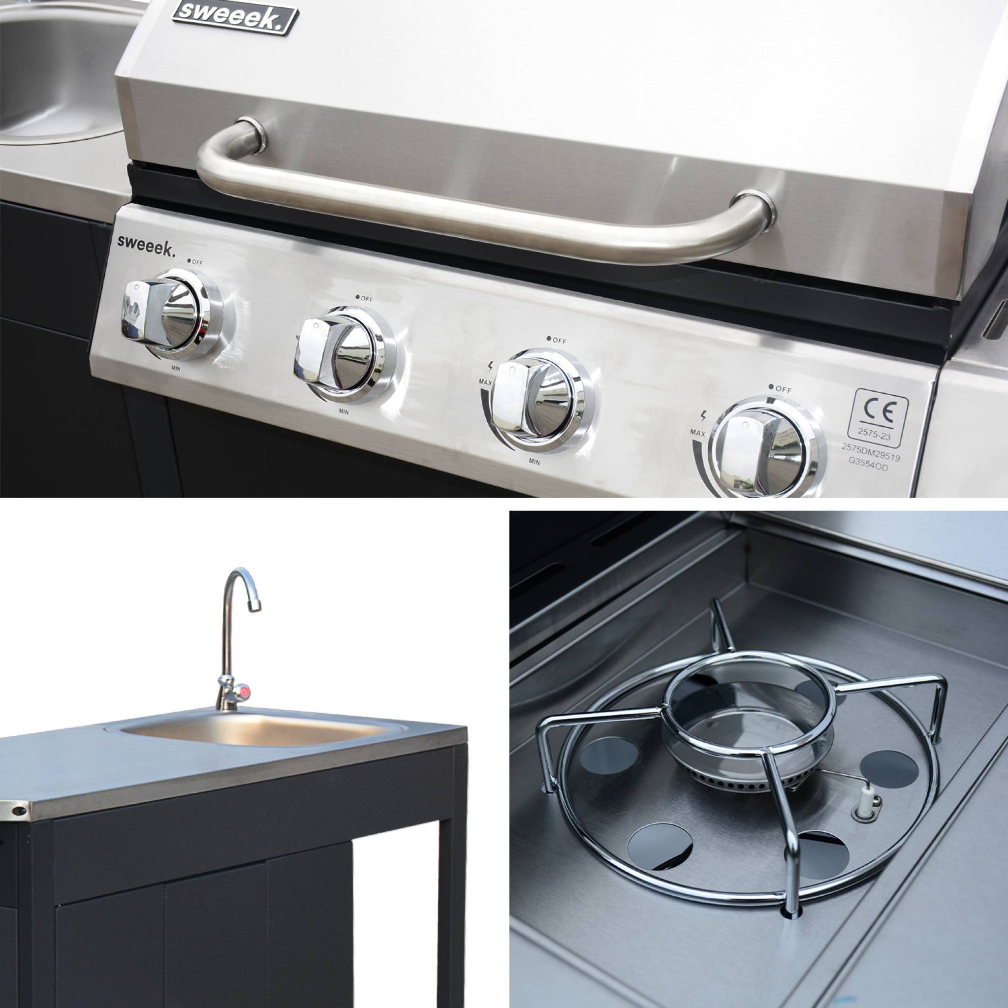 Barbecue a gas stile americano, nero