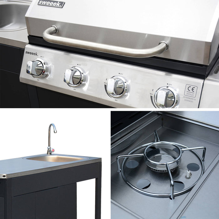 Barbecue a gas stile americano, nero