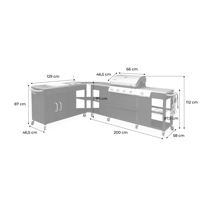Barbecue a gas stile americano, nero
