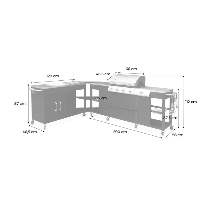 Barbecue a gas stile americano, nero