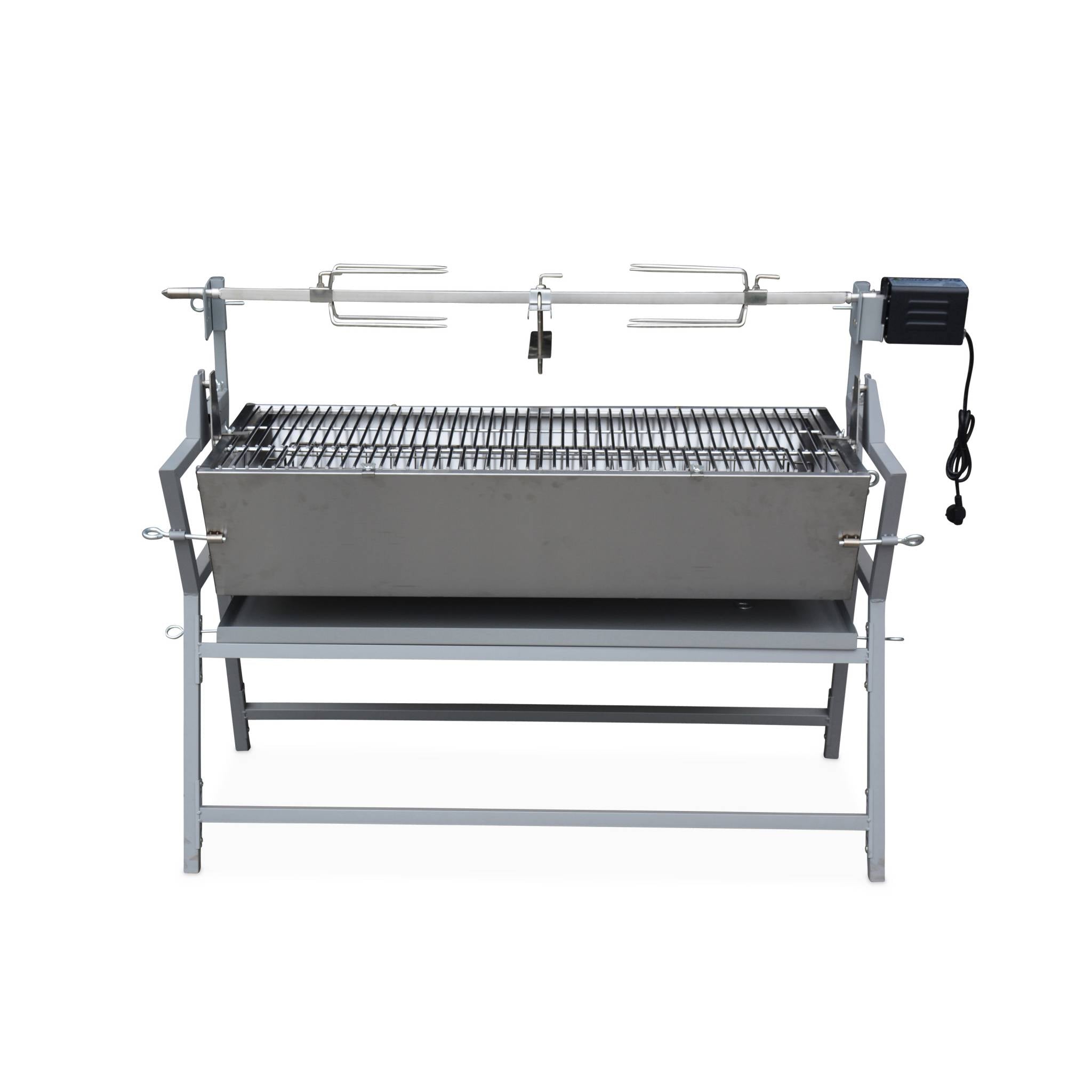 Girarrosto a carbonella con spiedo elettrico, grigio