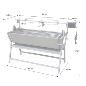 Girarrosto a carbonella con spiedo elettrico, grigio