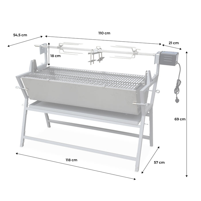 Girarrosto a carbonella con spiedo elettrico, grigio
