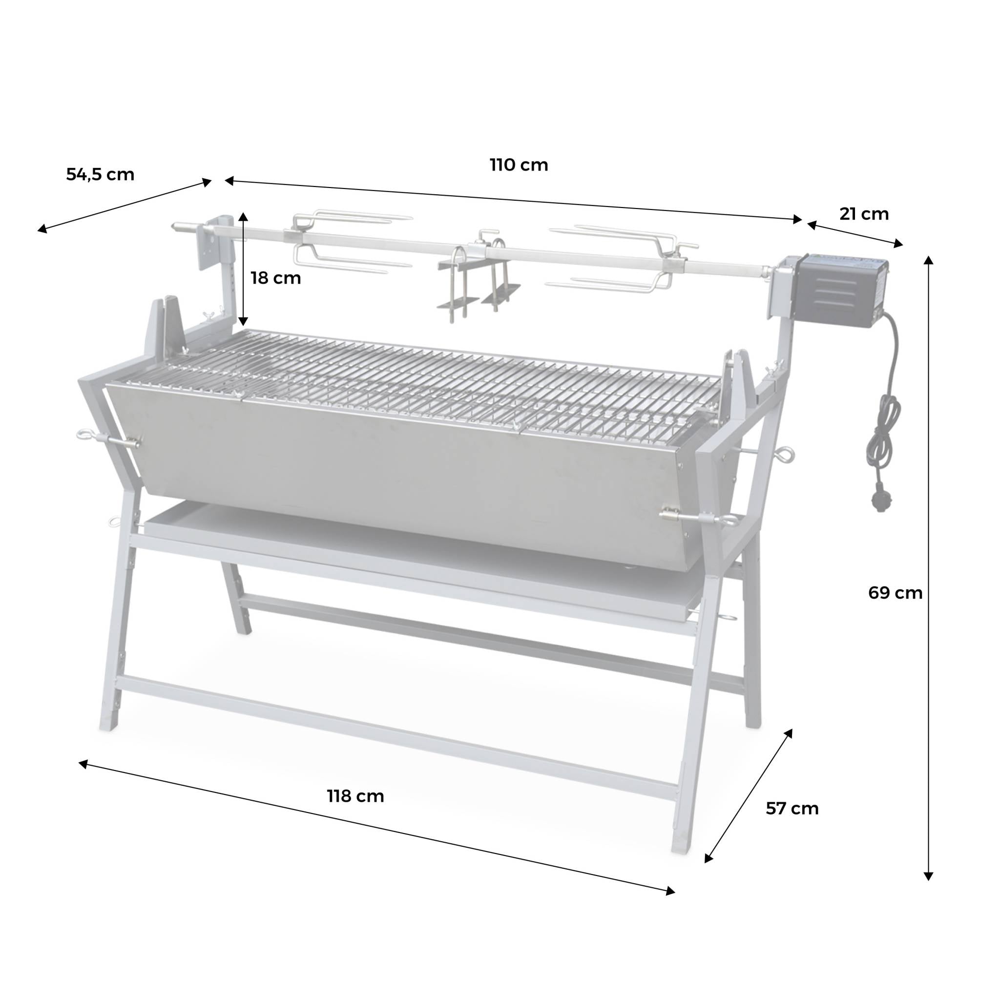 Girarrosto a carbonella con spiedo elettrico, grigio