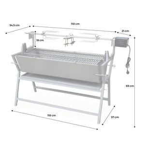 Girarrosto a carbonella con spiedo elettrico, grigio