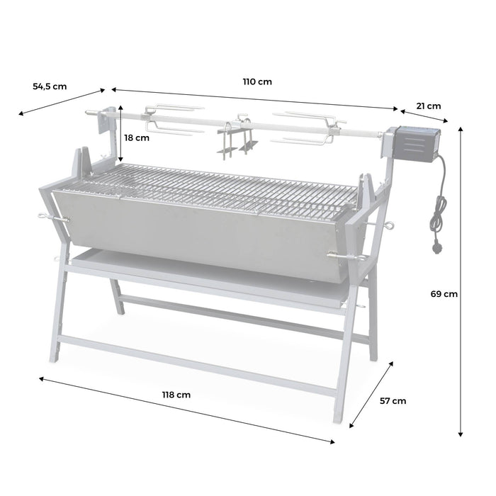 Girarrosto a carbonella con spiedo elettrico, grigio