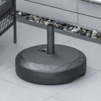 Base per Ombrellone Rotonda Ø55cm in Plastica da 30kg per Pali da Ø38-48mm, Nero