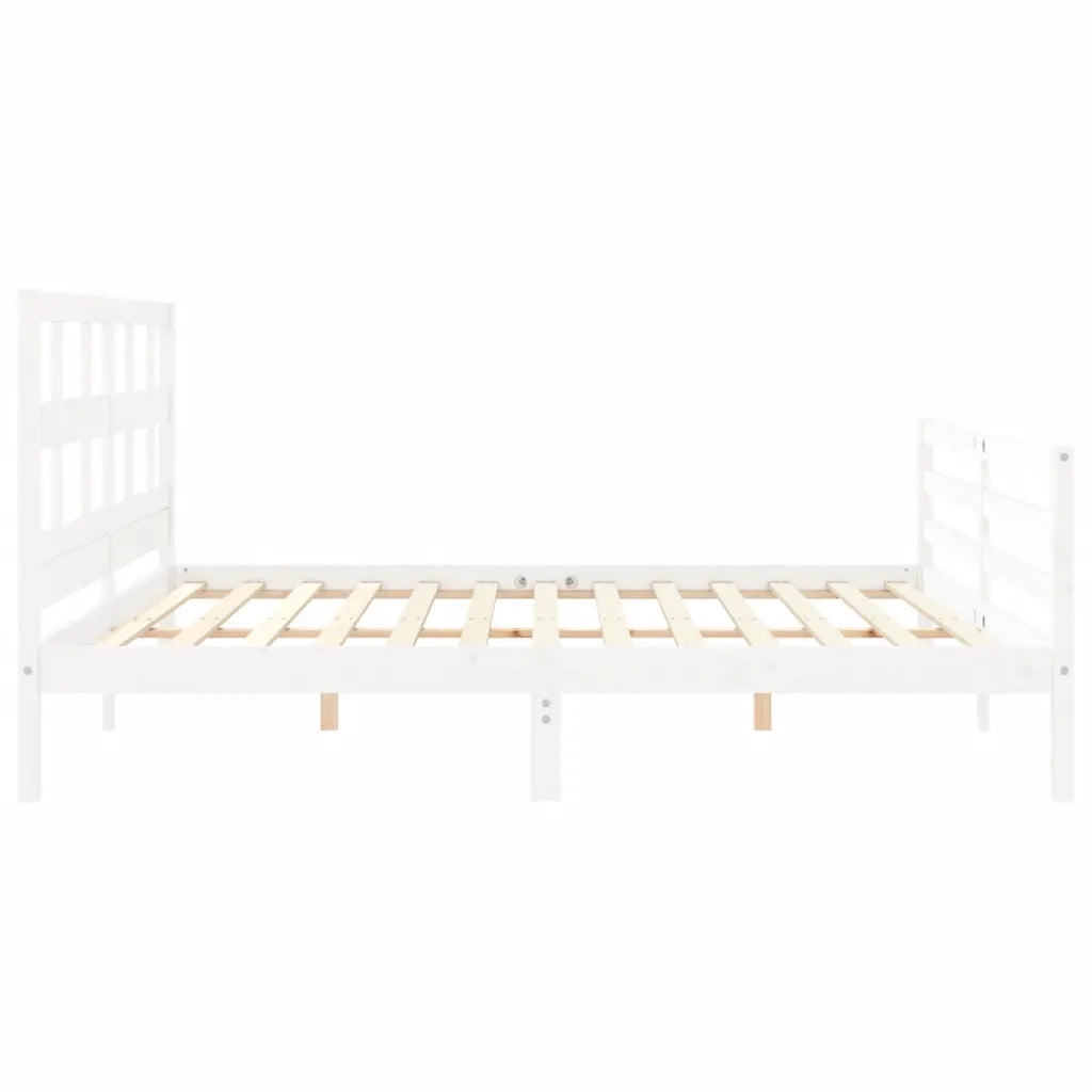 Giroletto con Testiera-Struttura Letto con testiera Bianco 200x200 cm in Legno Massello 784134
