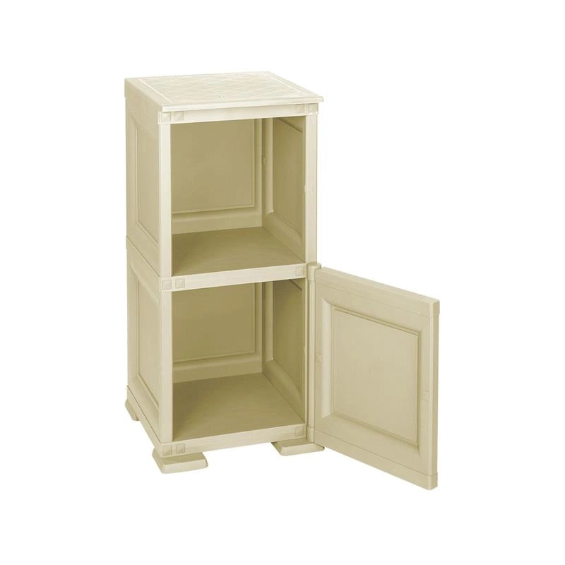 COMÒ COMODINO 2 MODULI ANGORA 40X43X85,5 CM CON ANTA TRAFORATA E VANO A GIORNO – MOBILE CONTENITORE COMPATTO PER CAMERA DA LETTO
