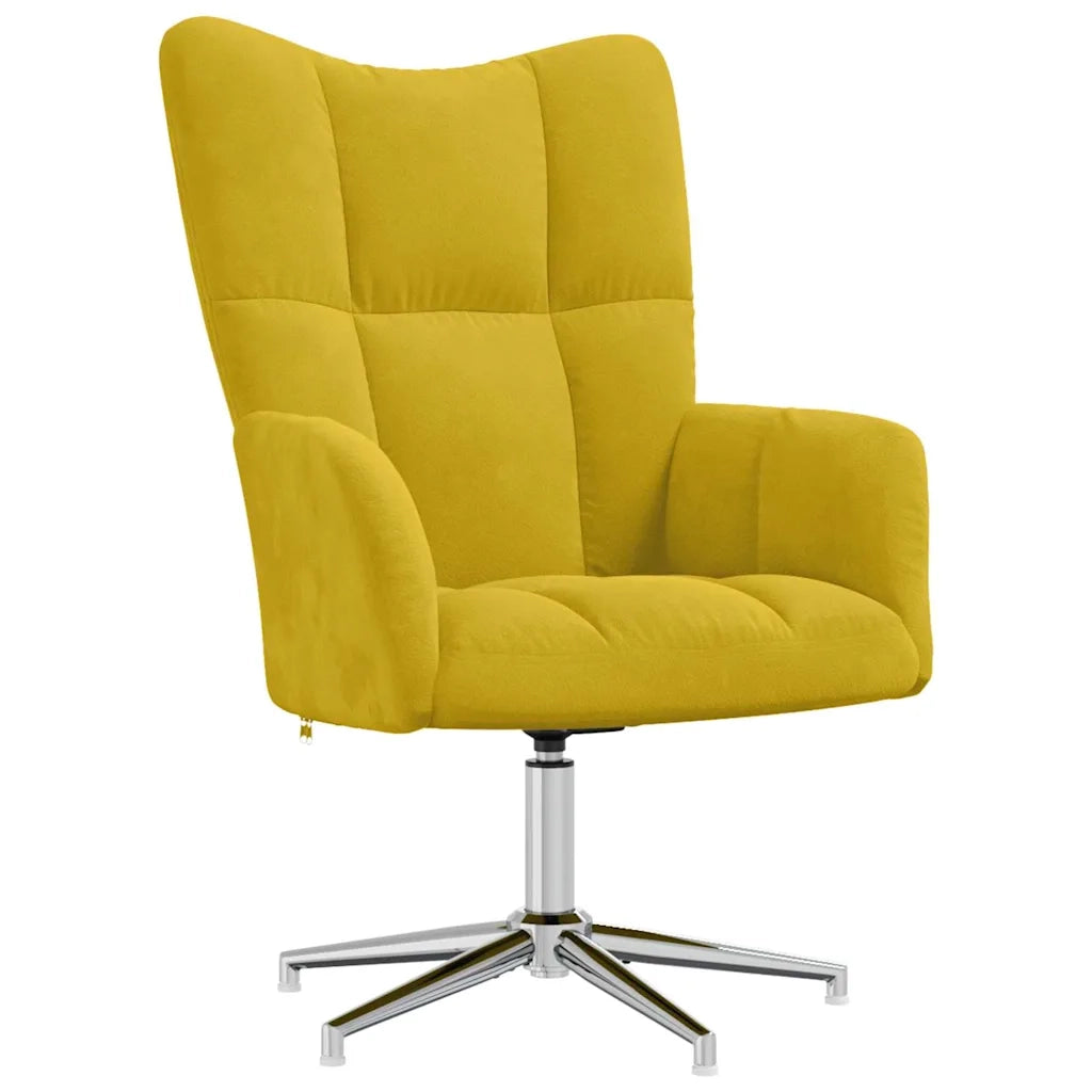 Divano Sedia-Poltrona Relax con Poggiapiedi Giallo Senape in Velluto 929408