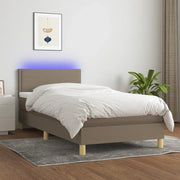 Letto a Molle con Materasso e LED Tortora 90x200 cm in Tessuto cod mxl 62648