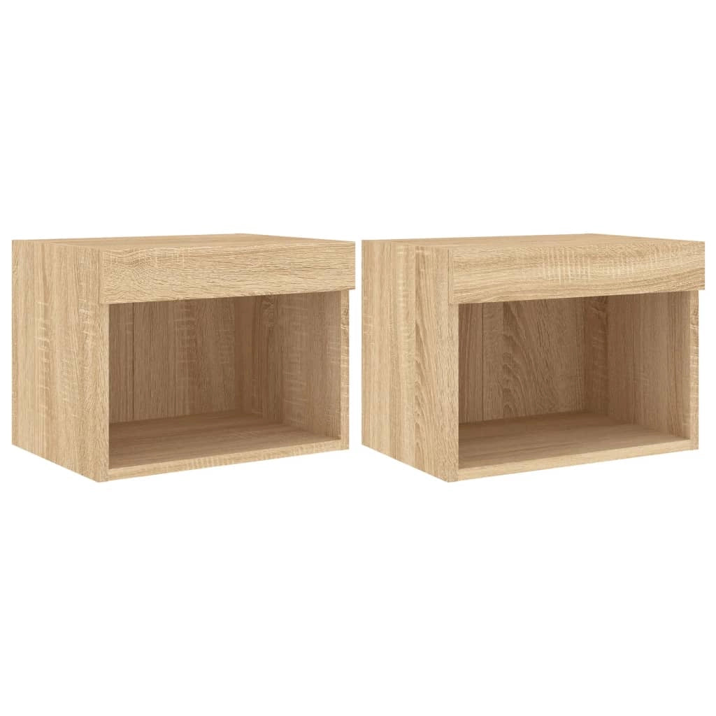 Comodini con Luci LED a Parete 2pz Rovere Sonomacod mxl 110028