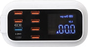 Stazione di ricarica USB 8 porte con display a LED e QC3.0 Svelta Ricarica - Porta Type C - Ampia compatibilità - per Telefoni e Tablet - 100-240V (presa per l'Europa)