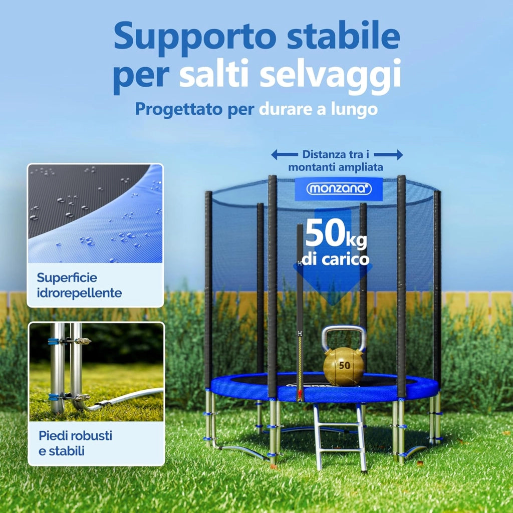 ® Trampolino Ø 183-427cm Set Completo Tappeto Elastico Rete Sicurezza Trampolino Elastico