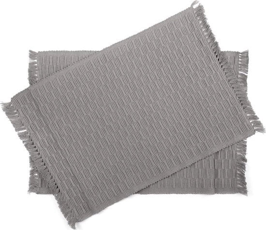 Piatto di accoglienza in cotone 100%, set da 6 - Soffice e super assorbente - Progettato in stile per migliorare la decorazione della tavola - Lavabile in lavatrice - 33 x 45 cm - Grigio