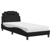 Letto singolo | Letto per adulti | Letto Viana con Materasso Nero 90x200 cm in Similpelle