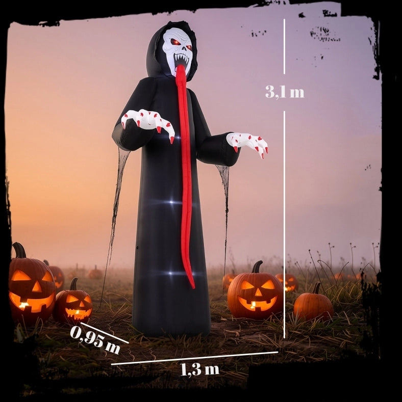 DECORAZIONE HALLOWEEN Scheletro Gonfiabile 310 cm Nero con LED