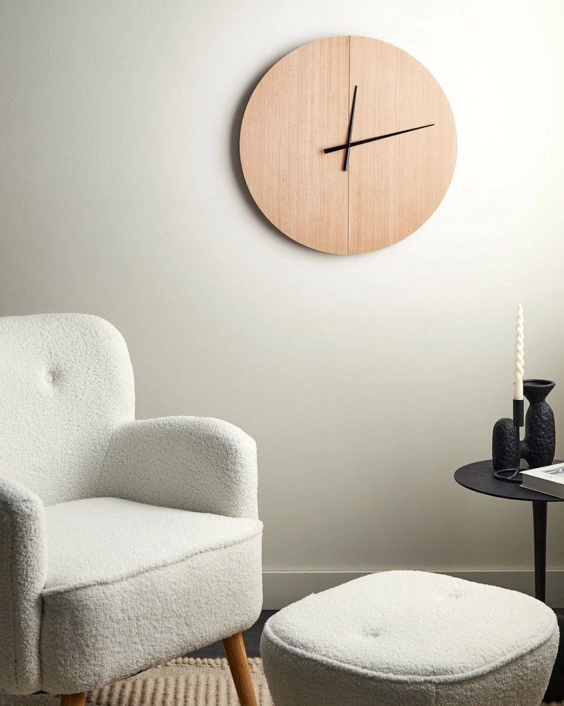 Orologio da parete con cornice ovale in legno chiaro 60 cm accessorio di casa soggiorno camera da letto