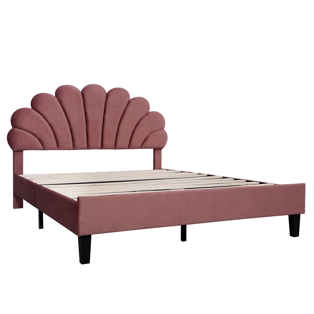 Letto Imbottito Matrimoniale con Testiera ¨C MINIMAL ¨C Velluto Rosso 140x200