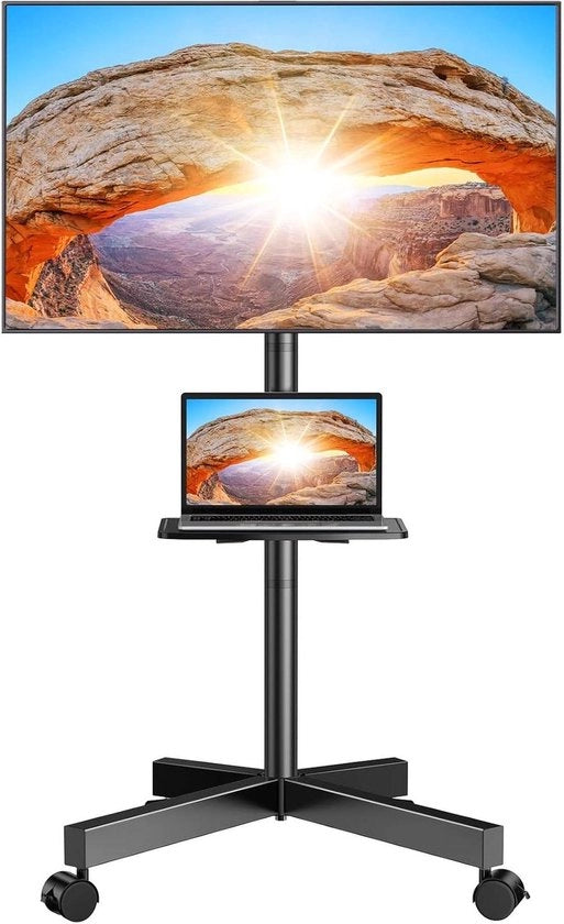 Sostegno Mobili per TV da 23 a 60 Pollici LED o Curvo con Alimentazione - Regolabile in Altezza e Ruotante fino a 40 kg