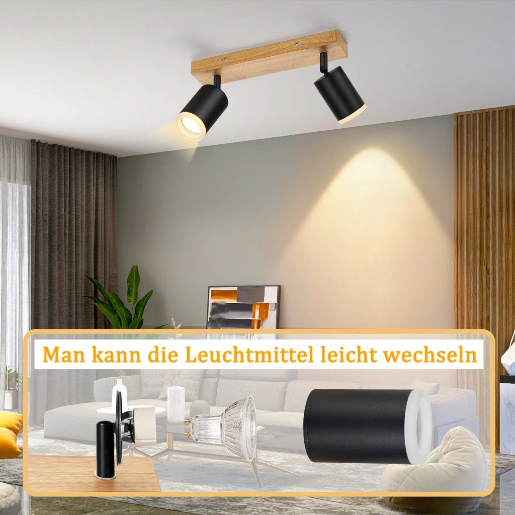 ZMH Faretto da soffitto LED 2 fiamme GU10 plafoniera in acrilico orientabile a 350° per soggiorno