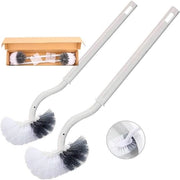 Set di spazzole per il water con pulitore di bordo - Aggiornamento spazzola per il water - Spazzola per il water curva - Lunga spazzola in acciaio - Set di spazzole per il water in plastica con forti spazzole per la profonda pulizia (2 pezzi (con gancio))